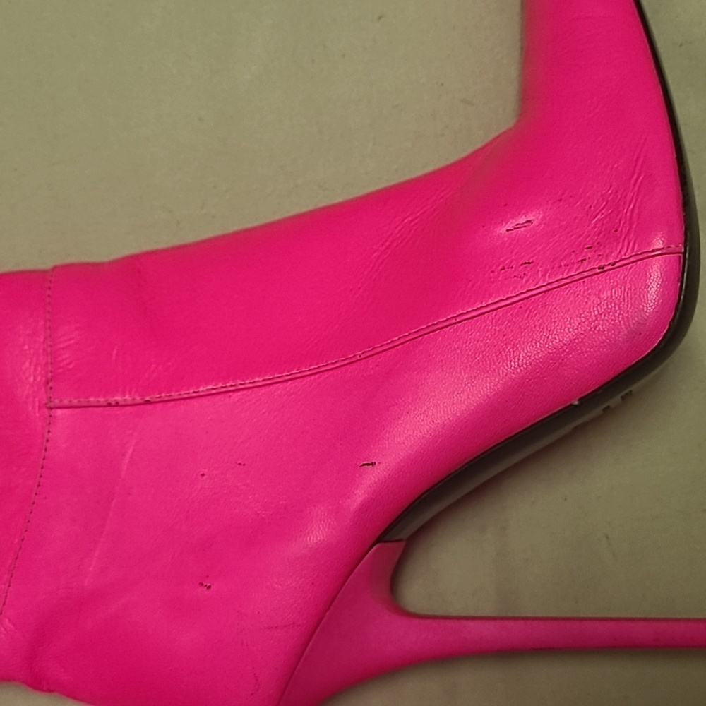 Over The Knee Hot Pink Genuine Leather Stiletto Boots 5-in Heel Read Description - Picture 10 of 17